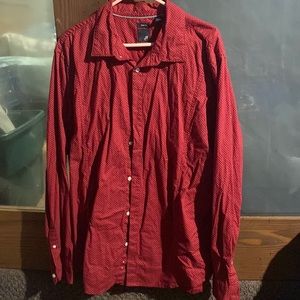 JF Polka Dot Red Mens Dress Shirt